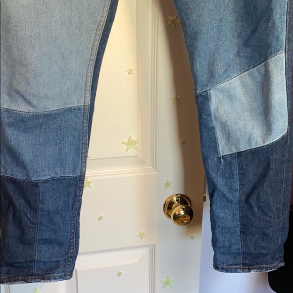 High rise Patchwork jeans with big zipper - Picture 4 of 5